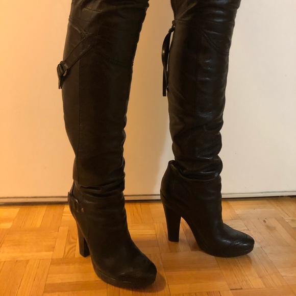 Leather Marciano Pmtanis over the knee heel boots - Picture 3 of 5